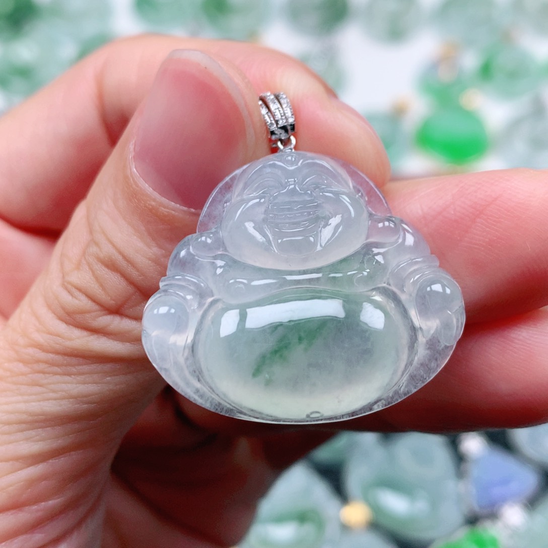 翡翠吊坠(不含链)18K金镶嵌