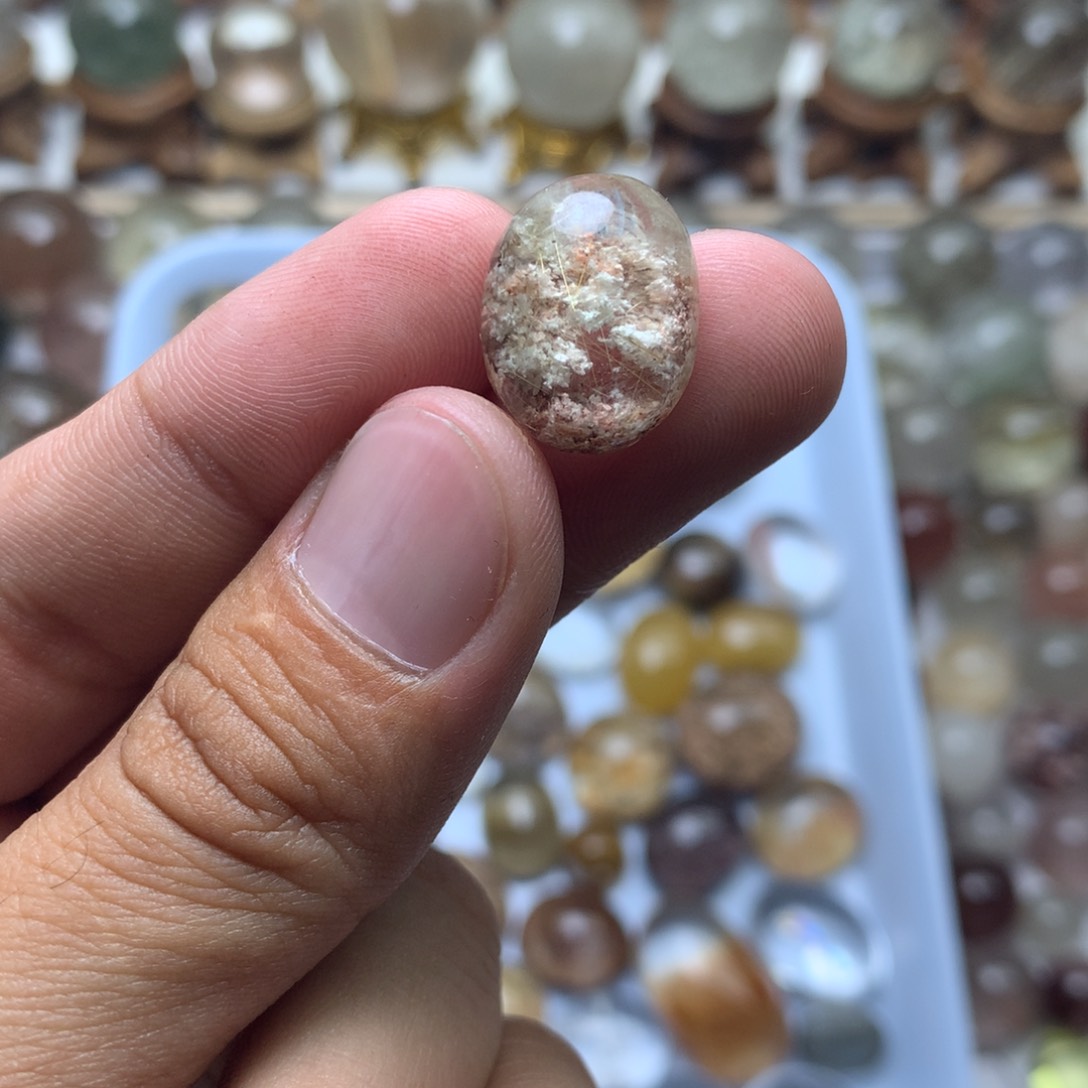 水晶珠宝半成品未镶嵌微*?幽灵蛋面