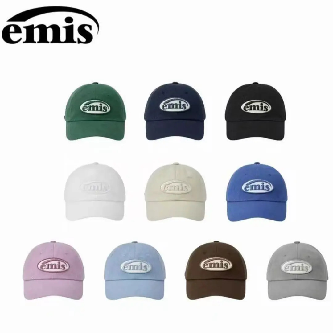 C韩国emis帽子同色系经典可乐标棒球帽大头围显脸小软顶情侣帽