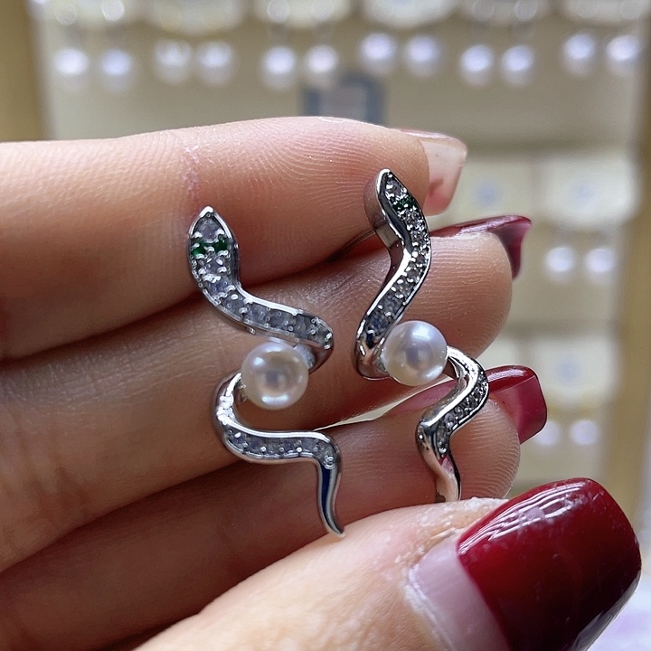 淡水珍珠耳饰银S925镶嵌