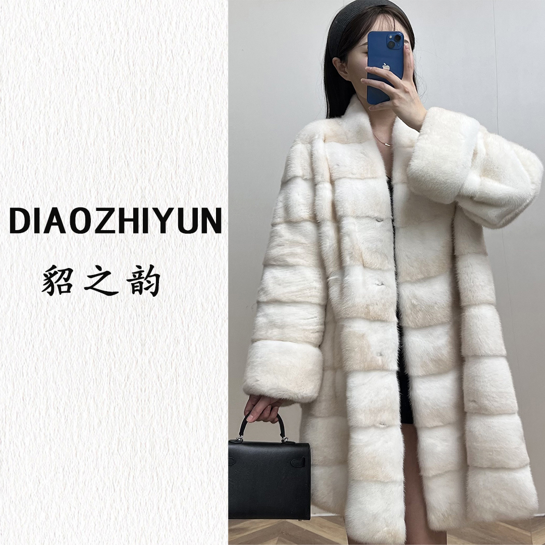 貂之韵574丨新款上新横排水貂外套中长款精致时尚貂皮大衣