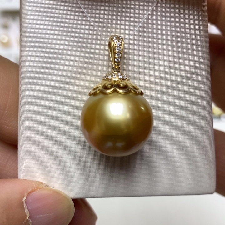海水珍珠金珍珠吊坠14K金镶嵌