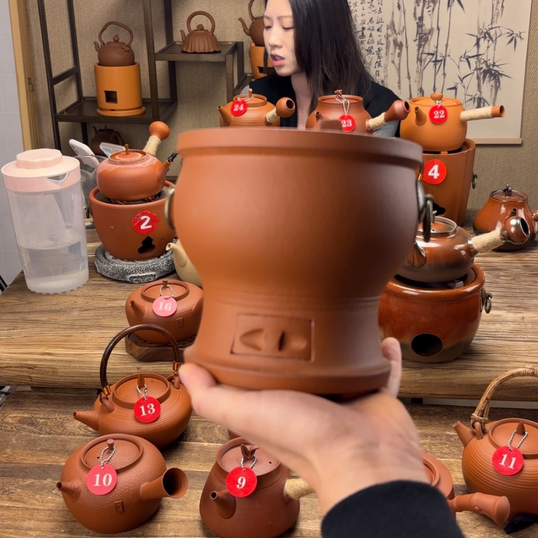 煮水煮茶甘甜 潮州砂铫壶 搭藤垫