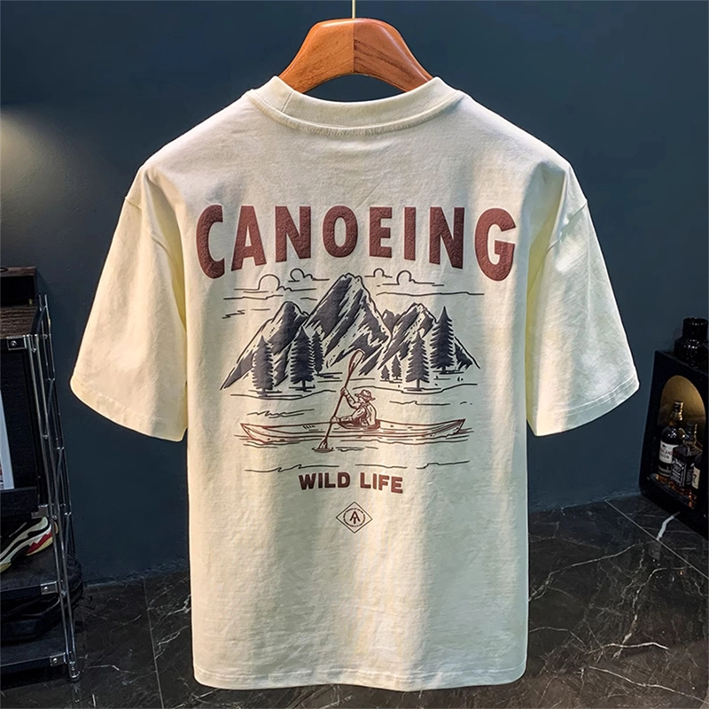 夏季新款高级感男装美式痞帅ins潮纯棉短袖t恤男个性宽松圆领上衣