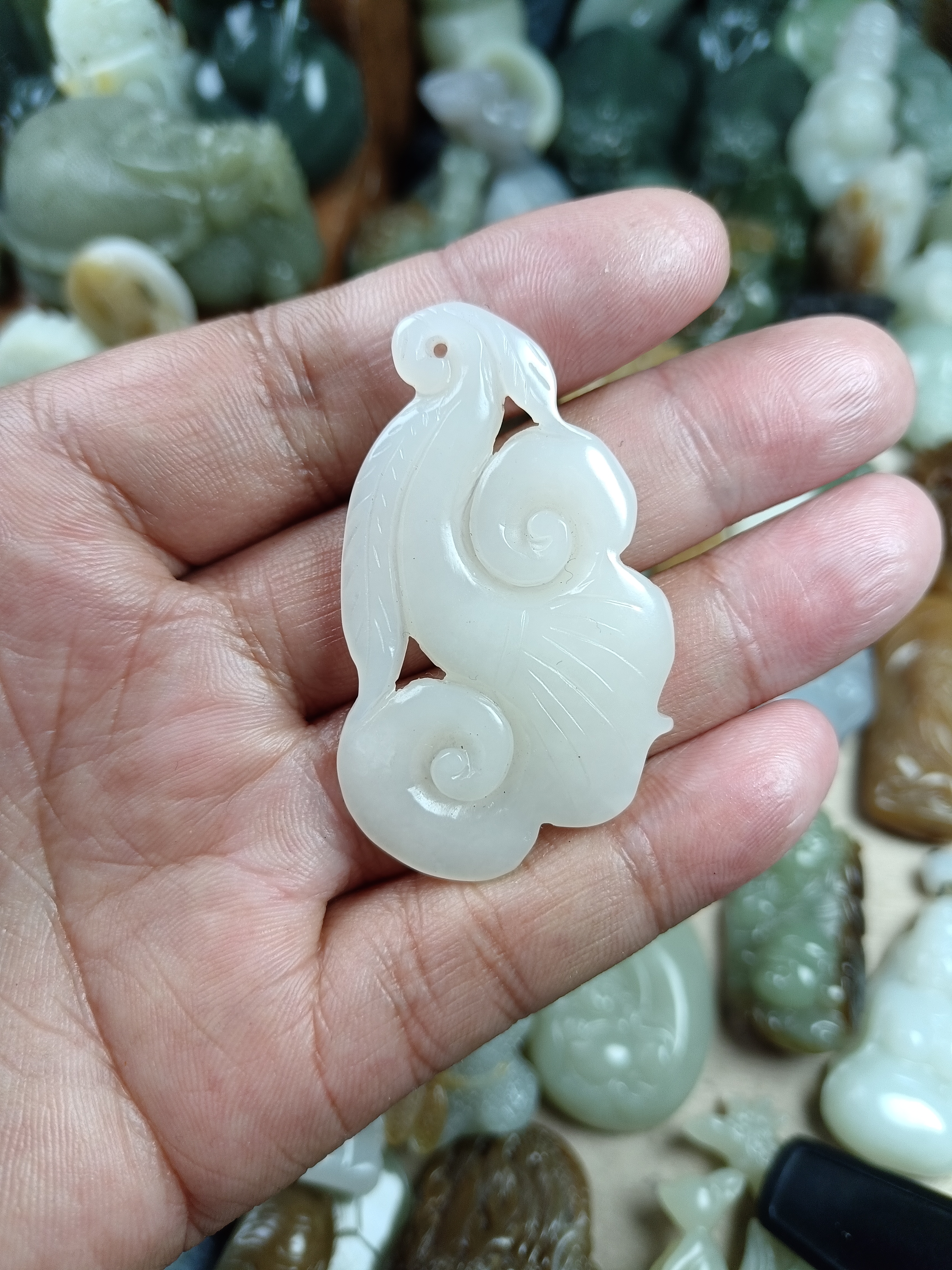 和田玉青海料如意挂件