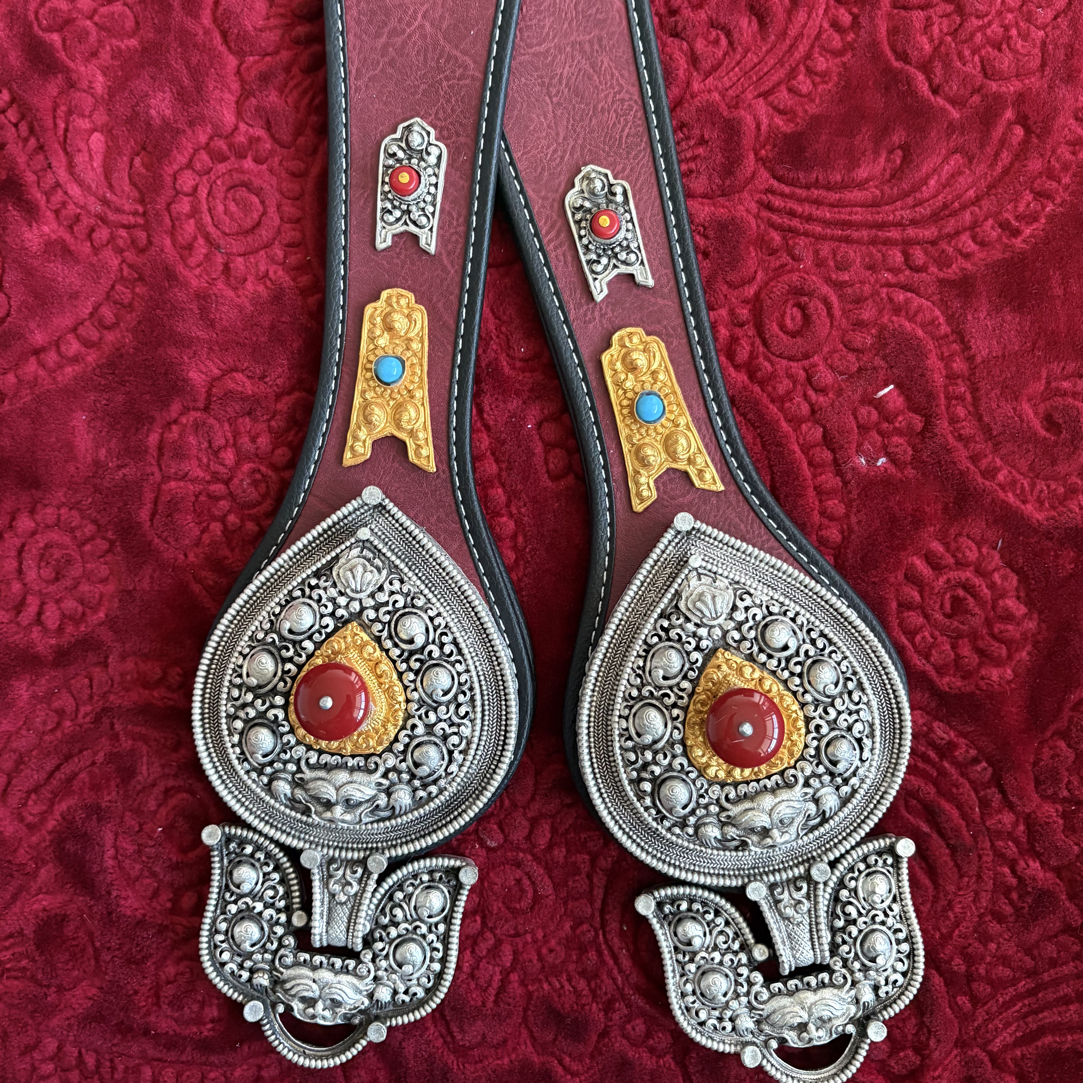 民族风白铜镀银成人腰链镶嵌青年中年腰带皮带复古金色民族风