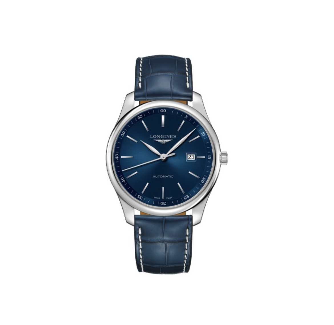 99新 Longines/浪琴 名匠系列男士自动机械腕表蓝色简约42mm表径