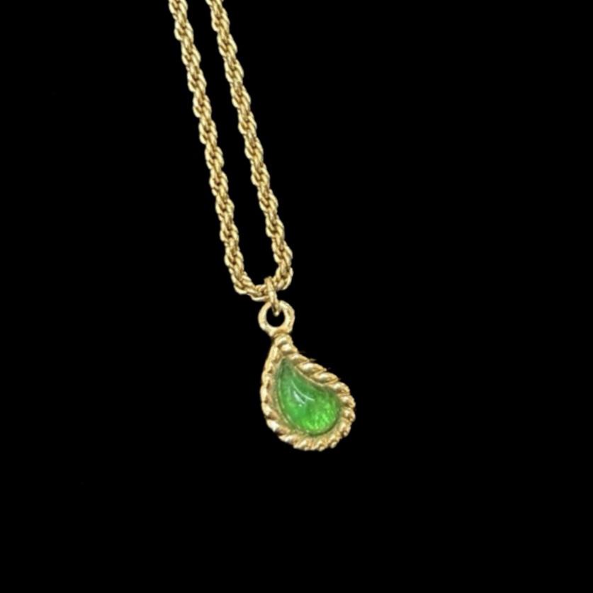 95新 DIOR/迪奥 大促 | dior绿色云纹琉璃水滴麦穗项链 RB208115 