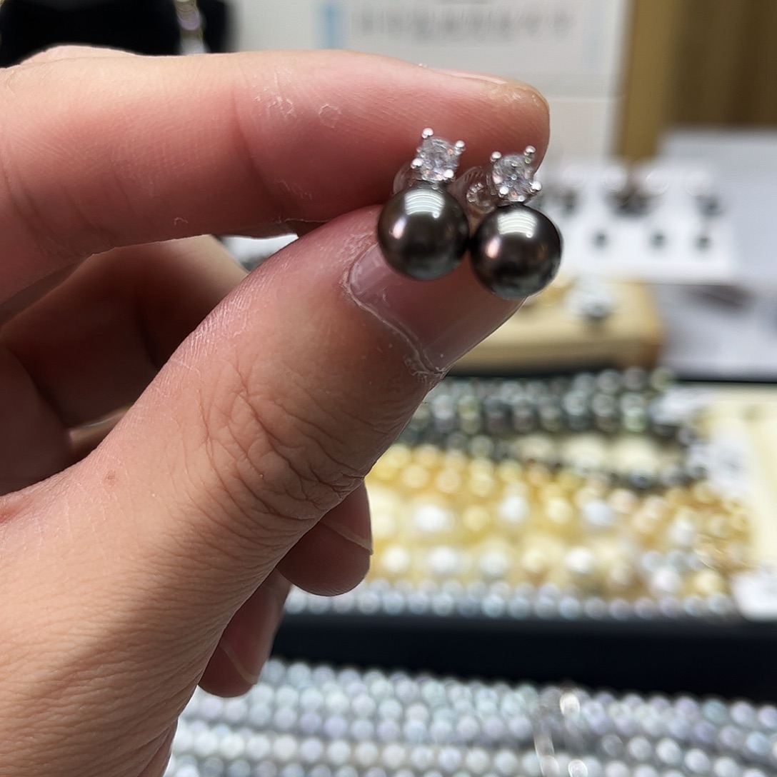 耳饰海水珍珠银S925镶嵌