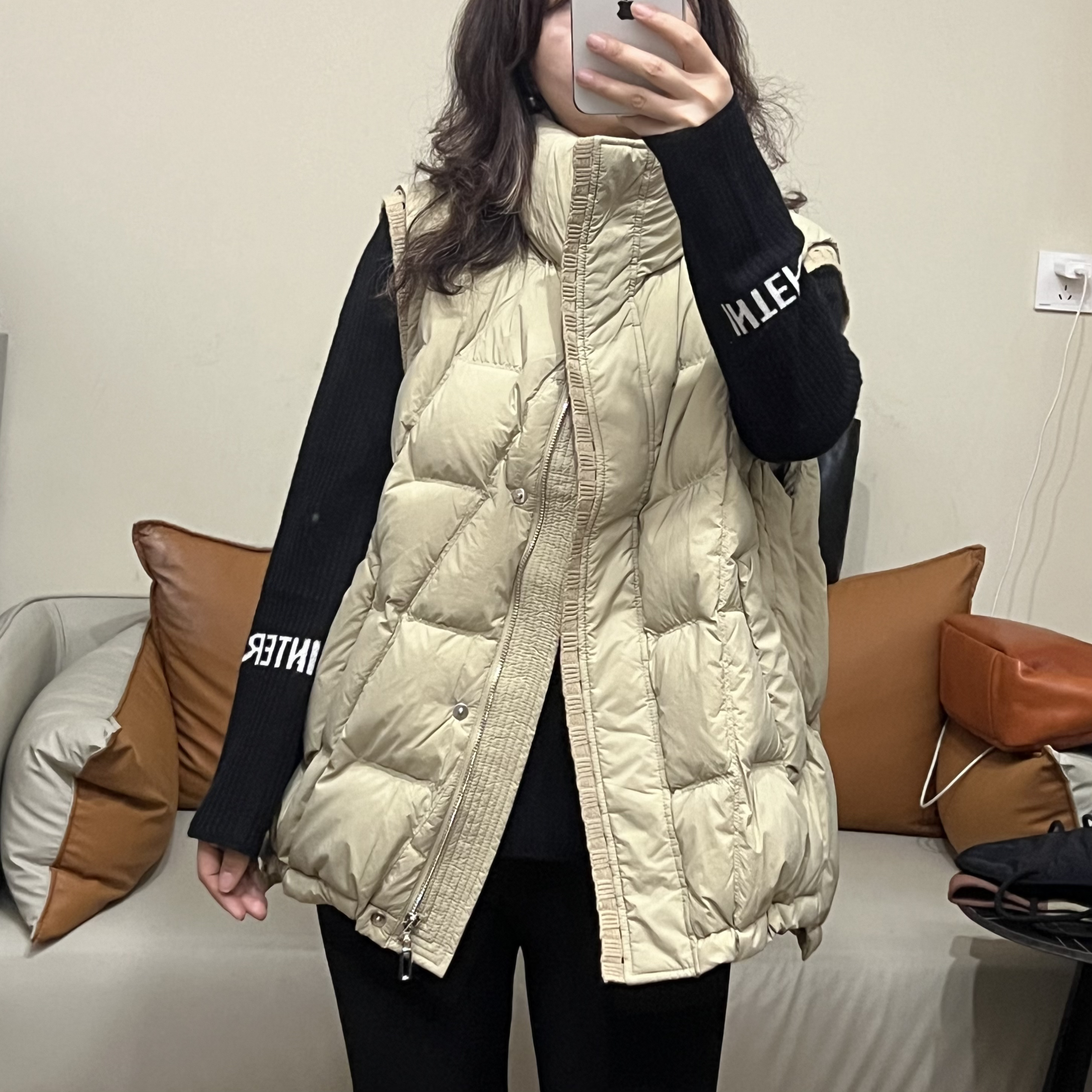 无品牌宽松型女透气马夹秋季立领宽松拼接秋冬纯色通勤风