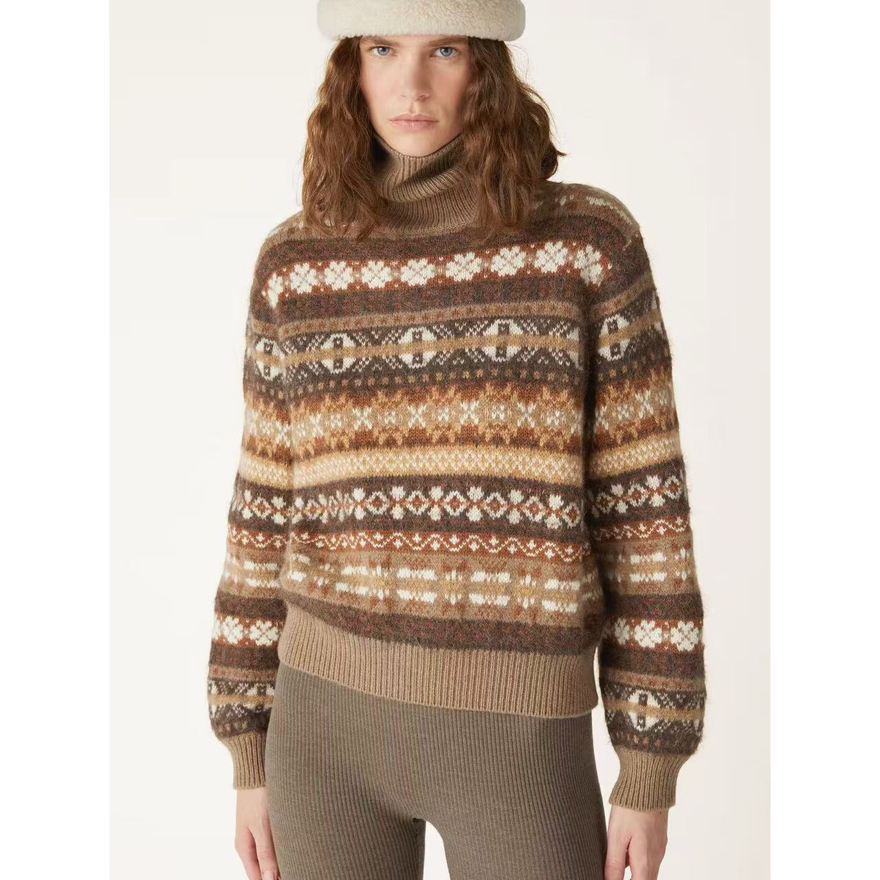 MY WANTS/2025早春时尚b备费尔岛系列提花针织套头毛衣DY3036