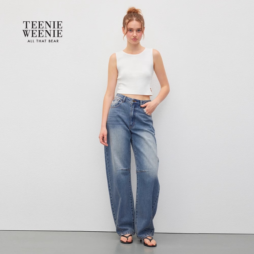 TEENIEWEENIE bearnova小熊刺绣香蕉棉复古水洗牛仔裤YTTJ253705A