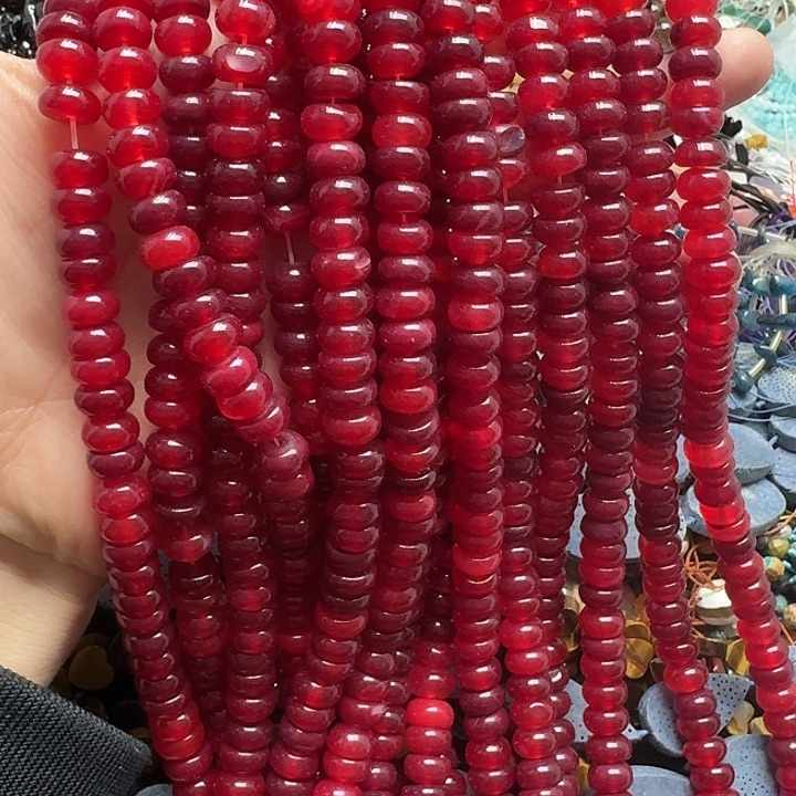 玛瑙/玉髓未镶嵌珠宝半成品一条10mm玫红玛瑙算盘
