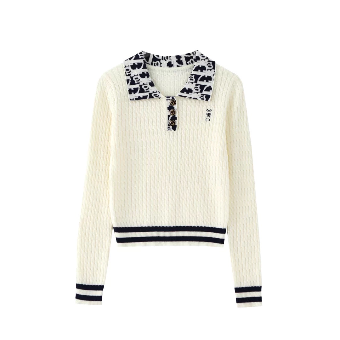 9402轻奢小香翻领套头女秋季修身时尚洋气百搭法式上衣潮