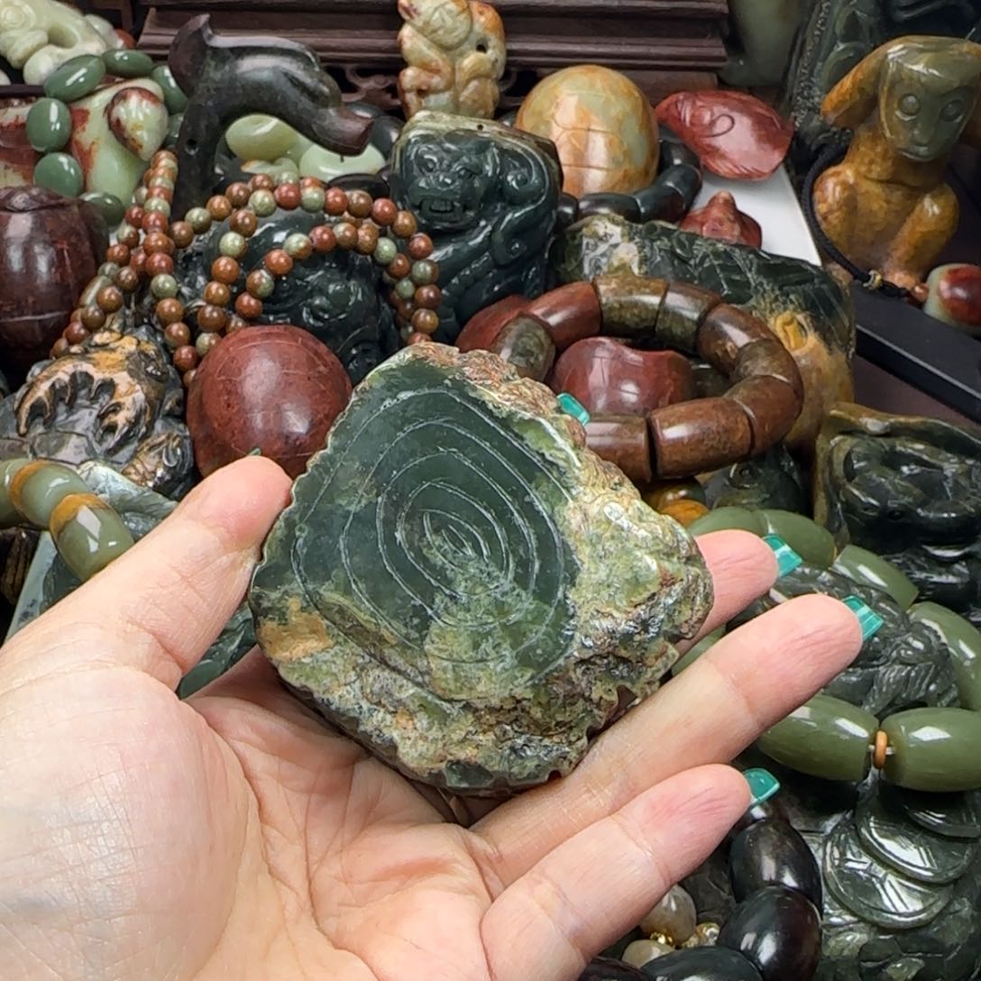 岫岩河磨玉（透闪石质玉）手把未镶嵌