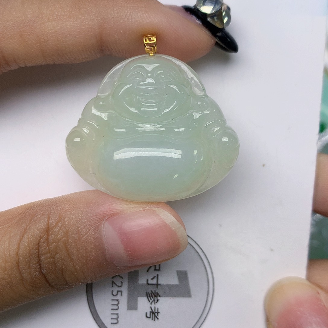 颈饰18K金镶嵌翡翠天然翡翠