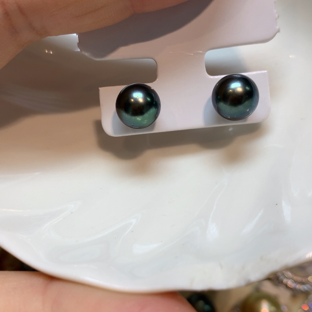 海水珍珠耳饰银S925镶嵌