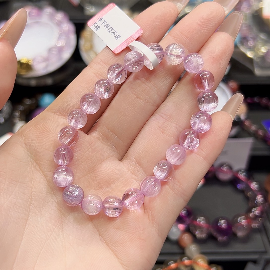 未镶嵌锂辉石手链手串sg10拉丝紫锂辉8mm
