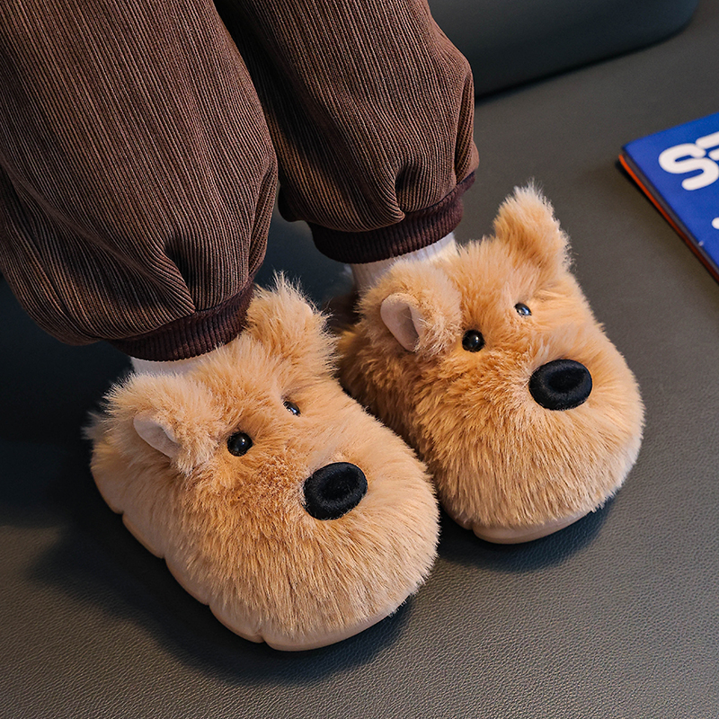 2025秋冬季儿童棉拖鞋西高地男女童EVA防滑小孩居家小狗毛毛拖鞋