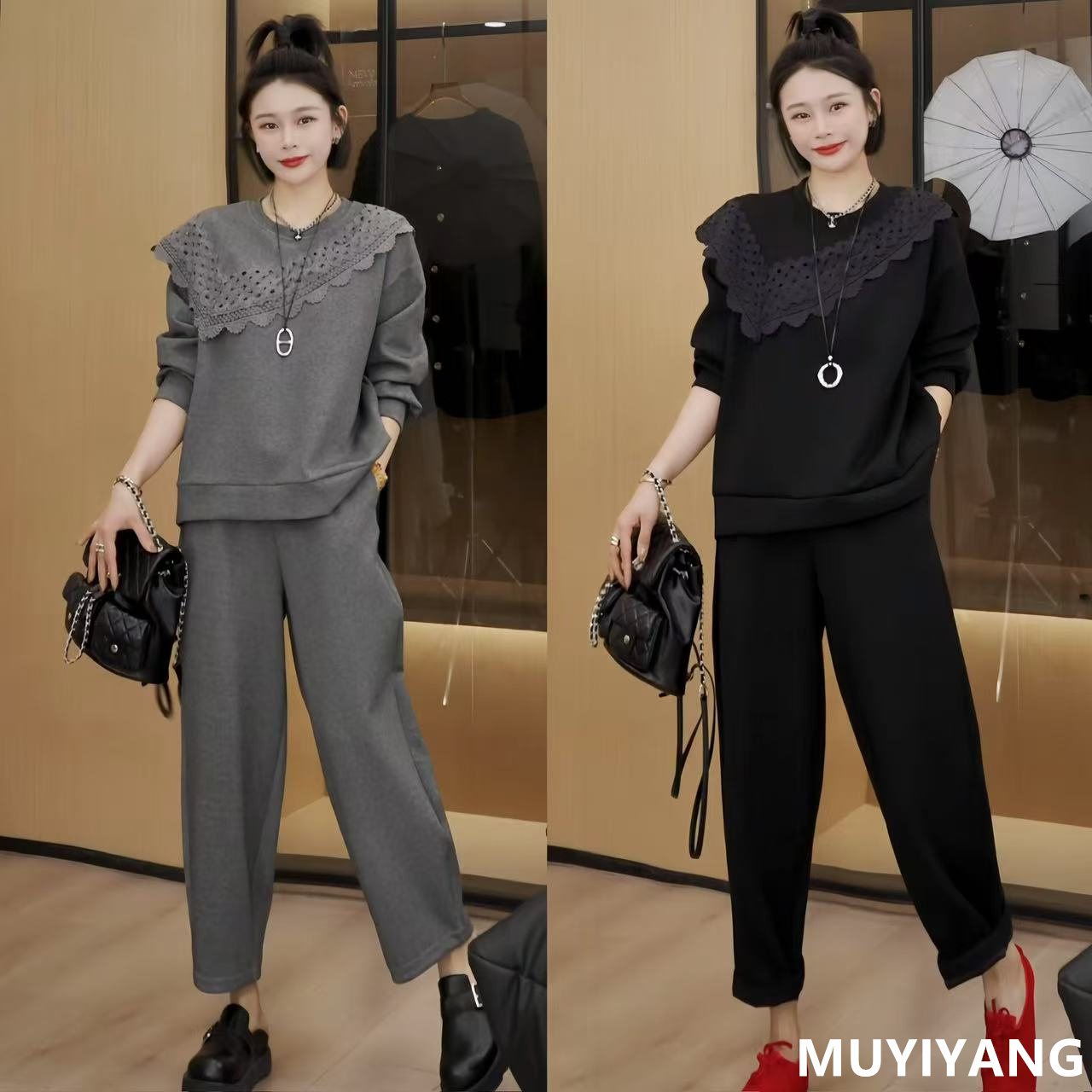 【思绪】衣服撞色花边拼接高定小众两件套装 衣长63 25-073#女装