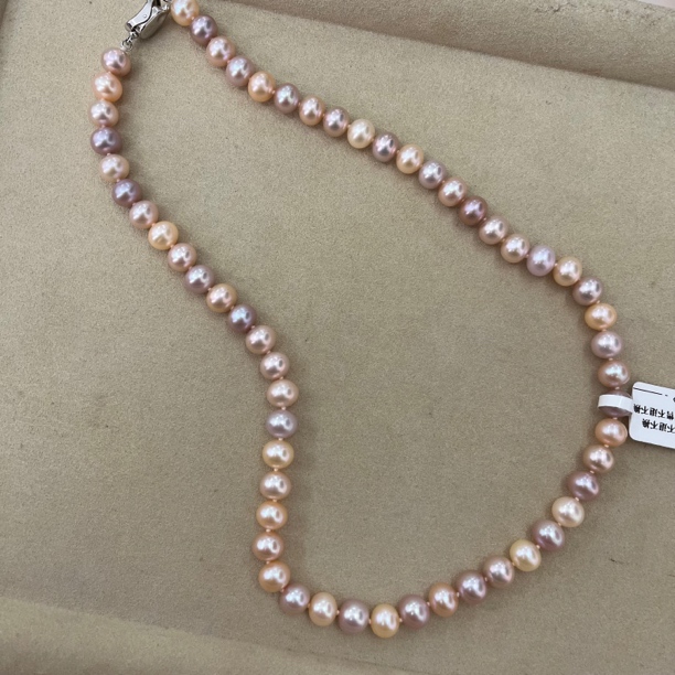 8-9mm无核无暇糖果珍珠项链极光炫彩