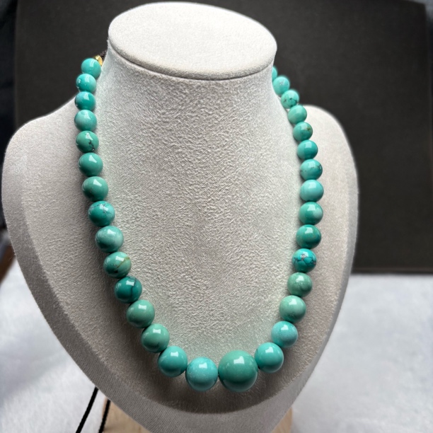 原矿绿松石高瓷精雕塔链