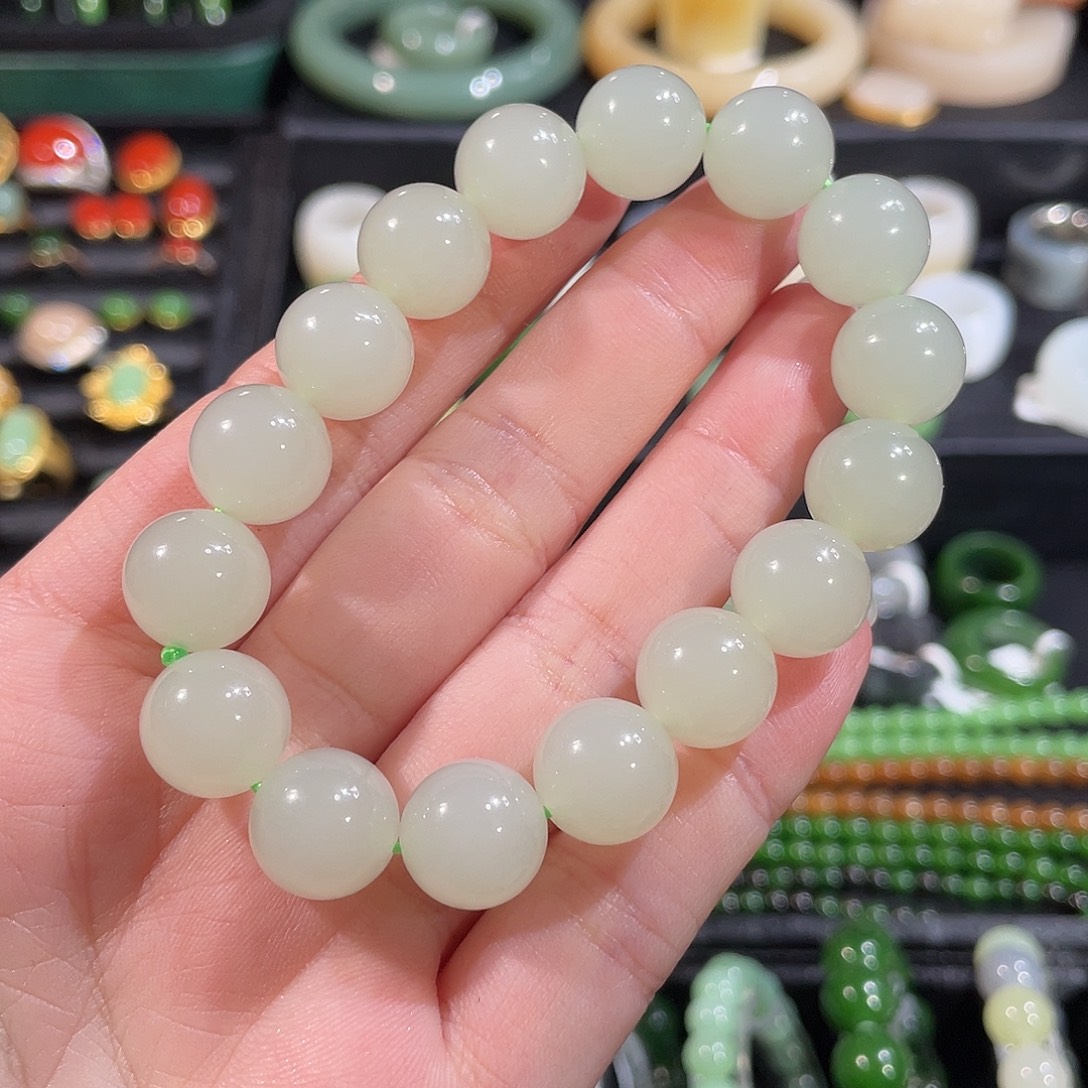 和田玉（青白玉）未镶嵌手链卡12 青白玉
