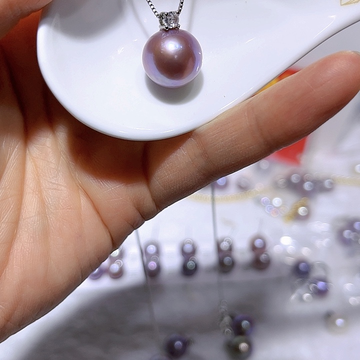 淡水珍珠紫珠银色戴妃69未镶嵌