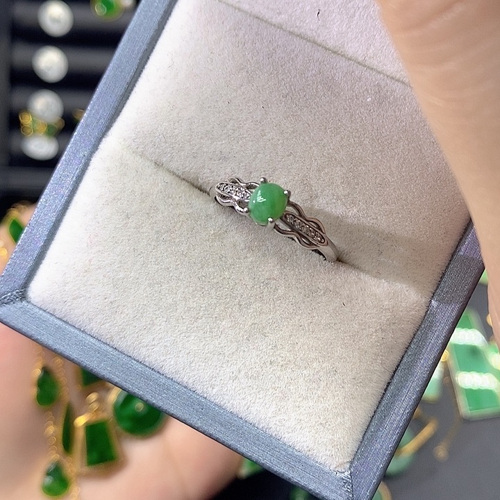 翡翠银S925镶嵌戒指