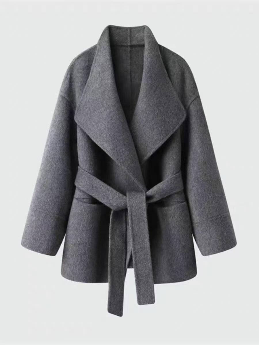 艾家2025冬季新款休闲百搭短款毛呢大衣外套女2326