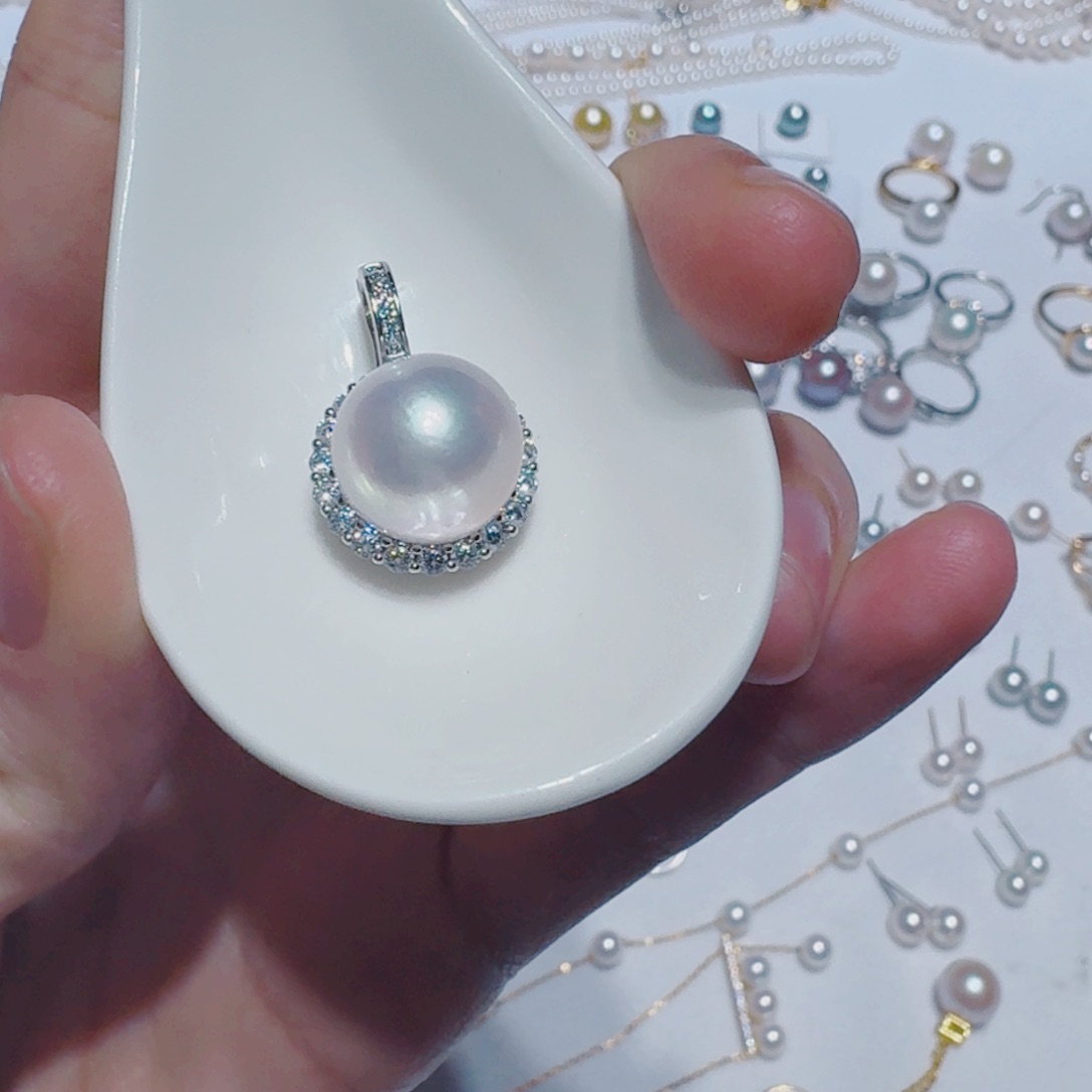 淡水珍珠颈饰银S925镶嵌12-13mm 260