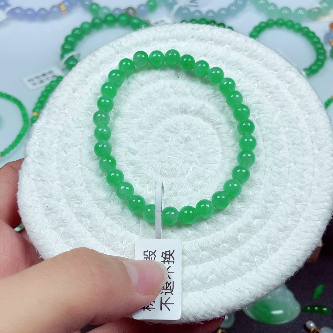 翡翠未镶嵌手链天然缅甸翡翠A货卡6
