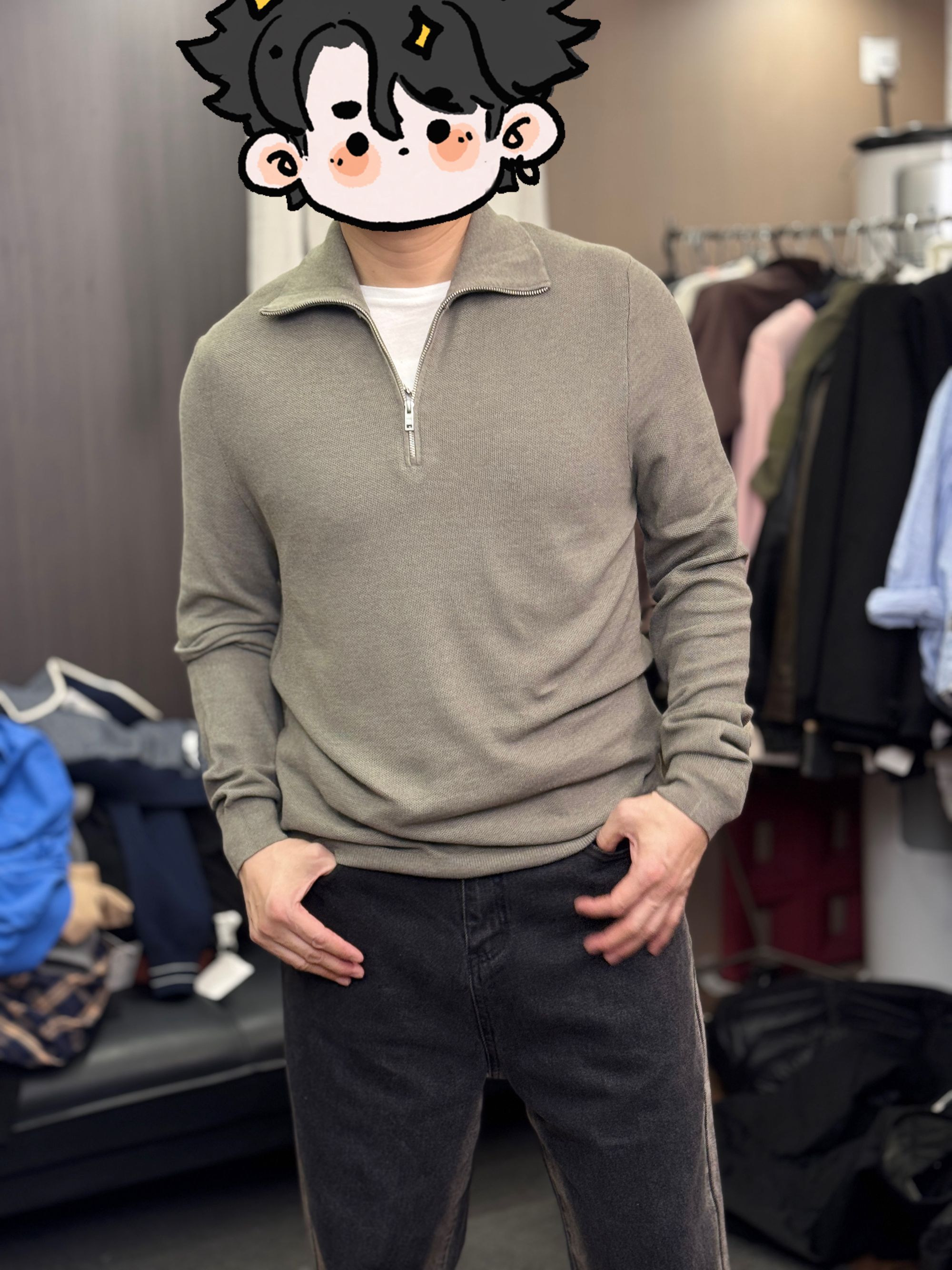 33175-打底衫修身型立领套头款衫半高领长袖毛衣拉链领