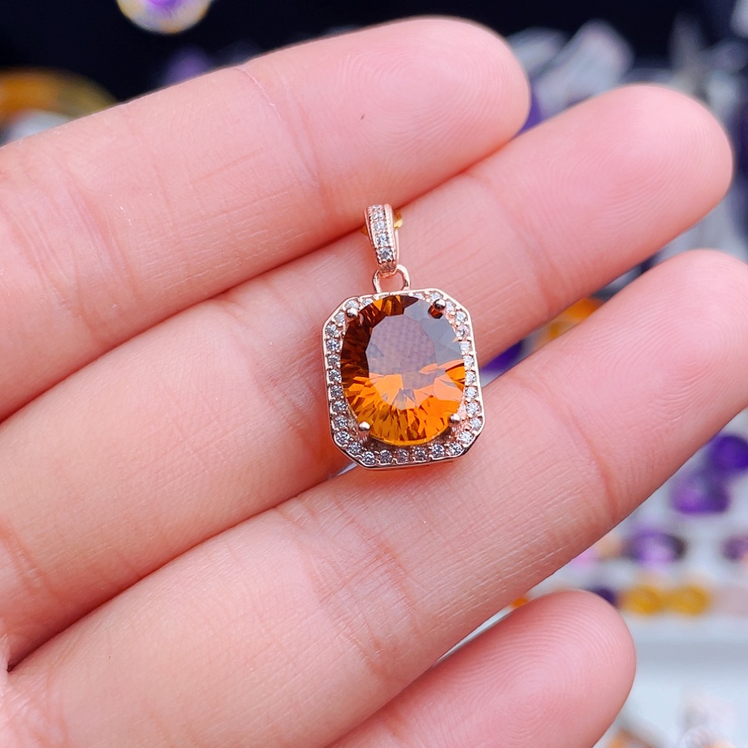 颈饰银S925镶嵌黄晶天然保真