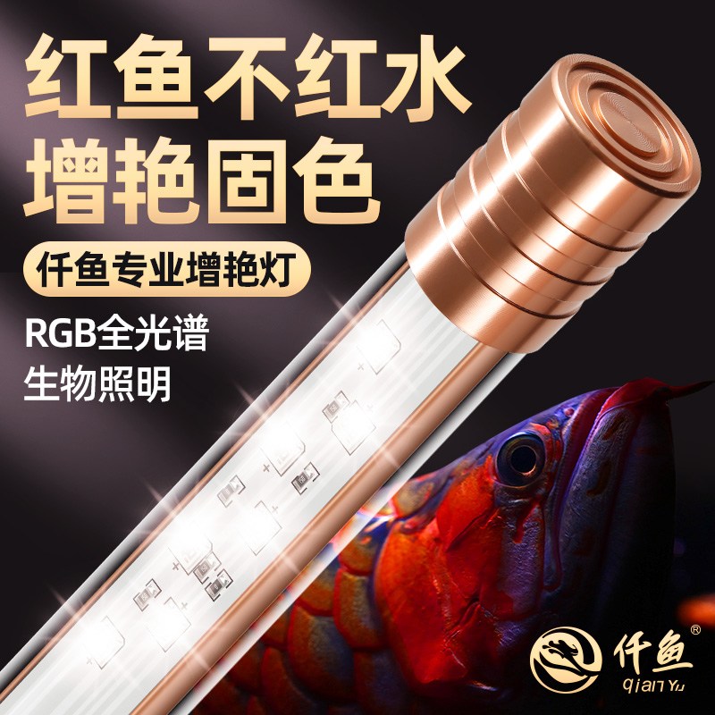 仟鱼神灯龙鱼增艳增色金龙红龙灯潜水防水led鱼缸灯6700K-10000K