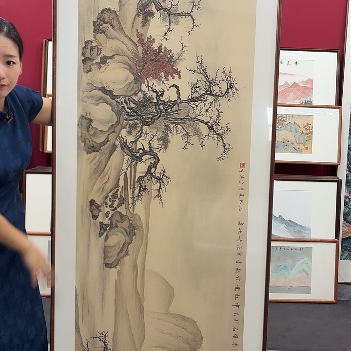 国画手绘带框作品