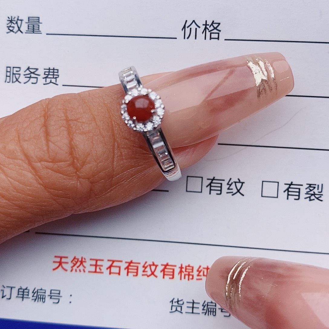 翡翠戒指银S925镶嵌戒指