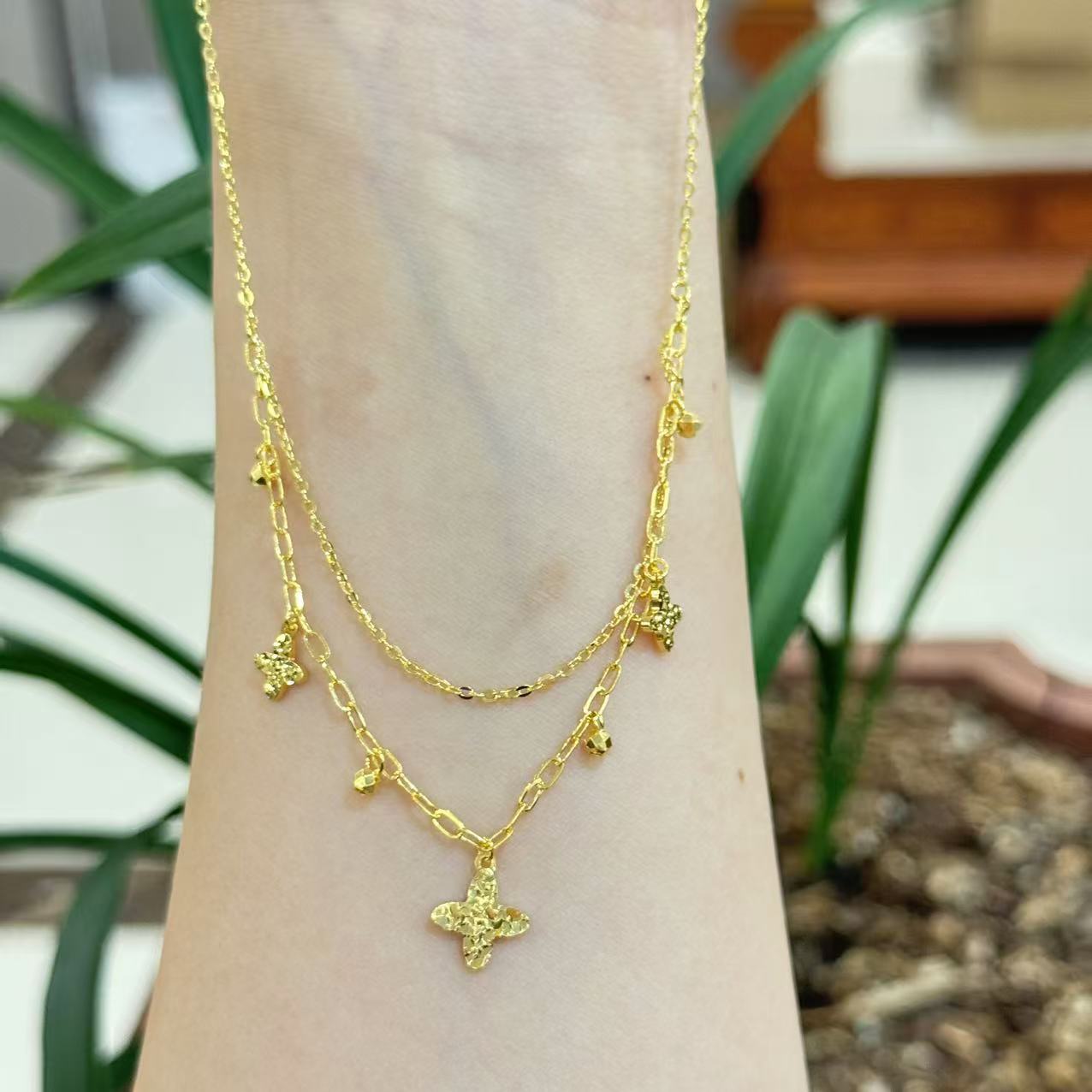 ②专属X/Q【碎冰老花滴溜套链】足金999精工5G