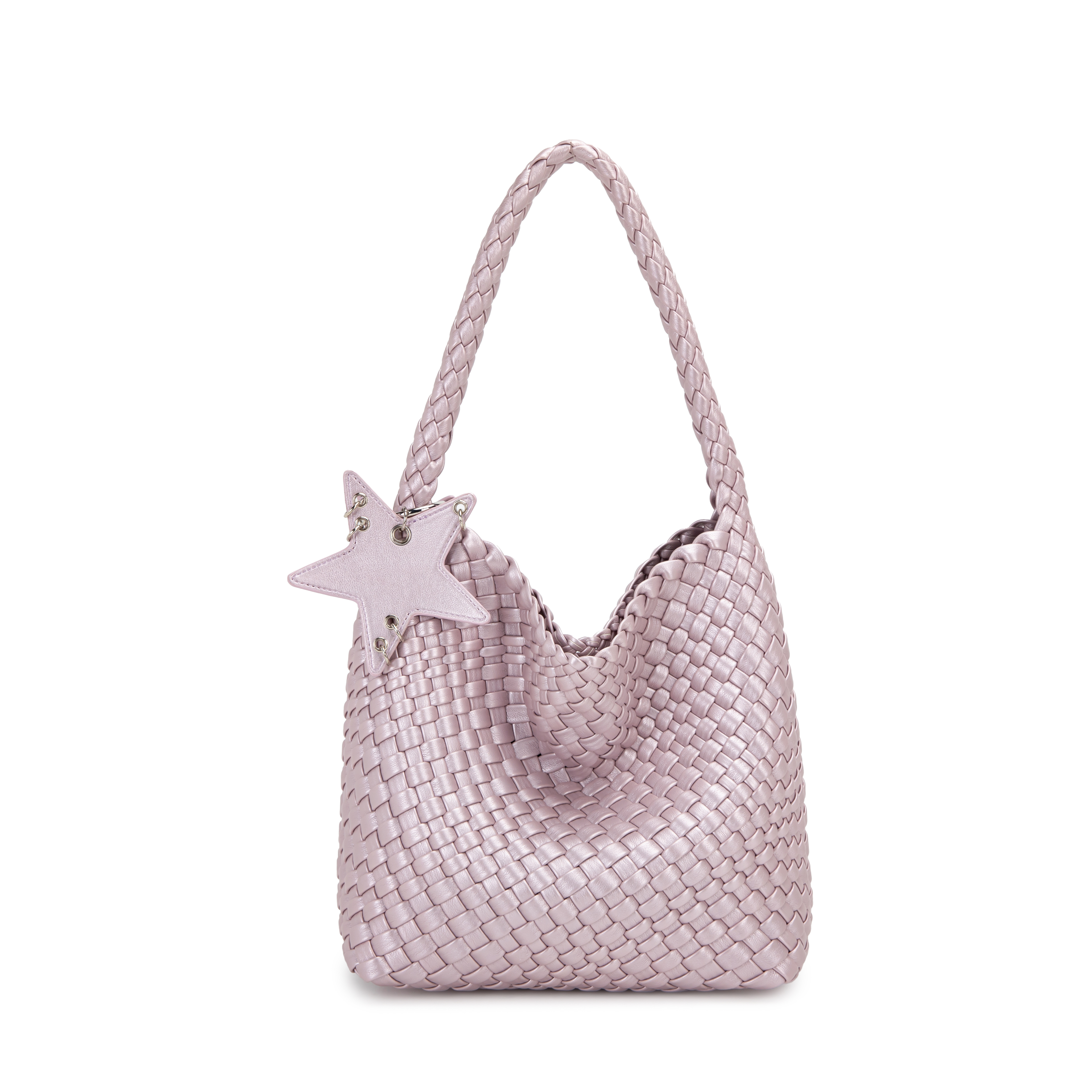 《万姐高定》原创设计真皮高定春夏单肩手工星星编织包-紫色