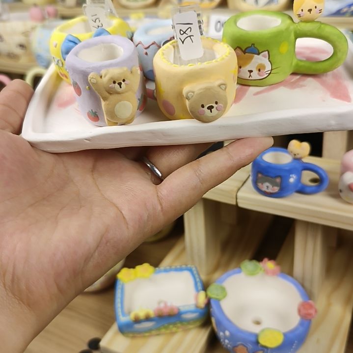 特***别小熊猫猫组合盆拇指盆