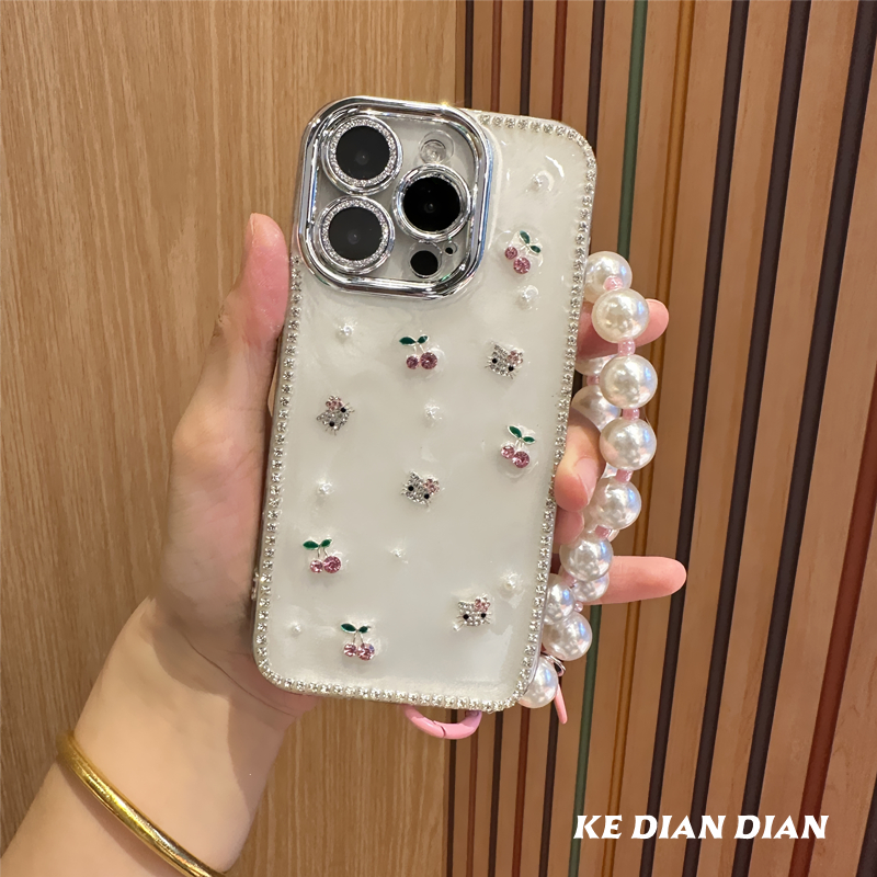 可爱ins樱桃KT猫手机壳适用苹果16pro镜头膜小米vivo华为oppo全包
