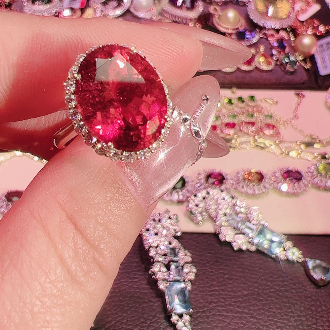 碧玺碧玺戒指18K金镶嵌