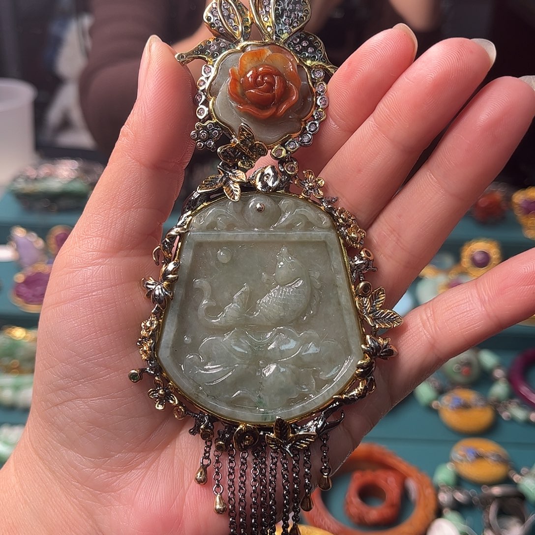 翡翠银S925镶嵌吊坠(不含链)