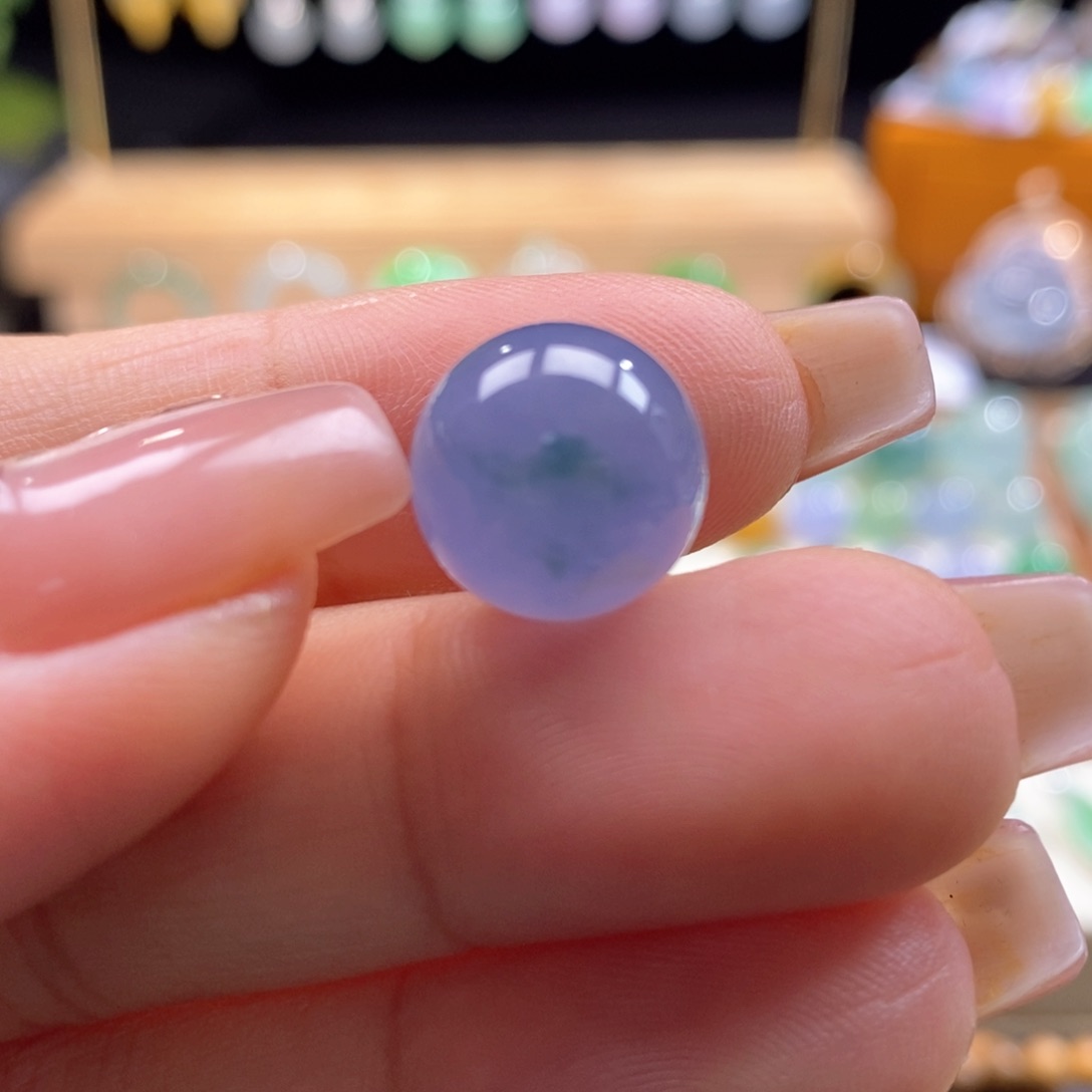 翡翠未镶嵌吊坠(不含链)翡翠浓紫飘花珠卡12.3