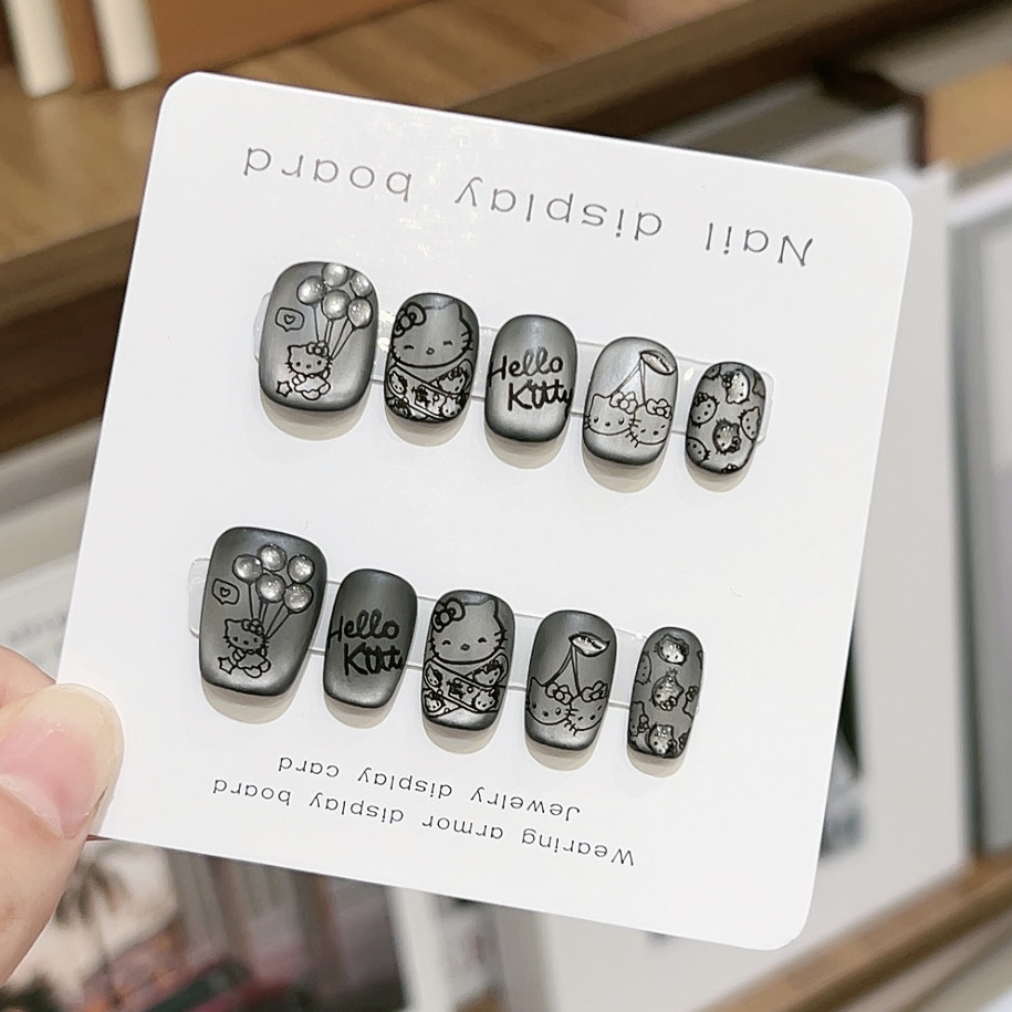 “磨砂黑KT”  穿戴甲精致氛围感10片装 温柔通勤 简约百搭款