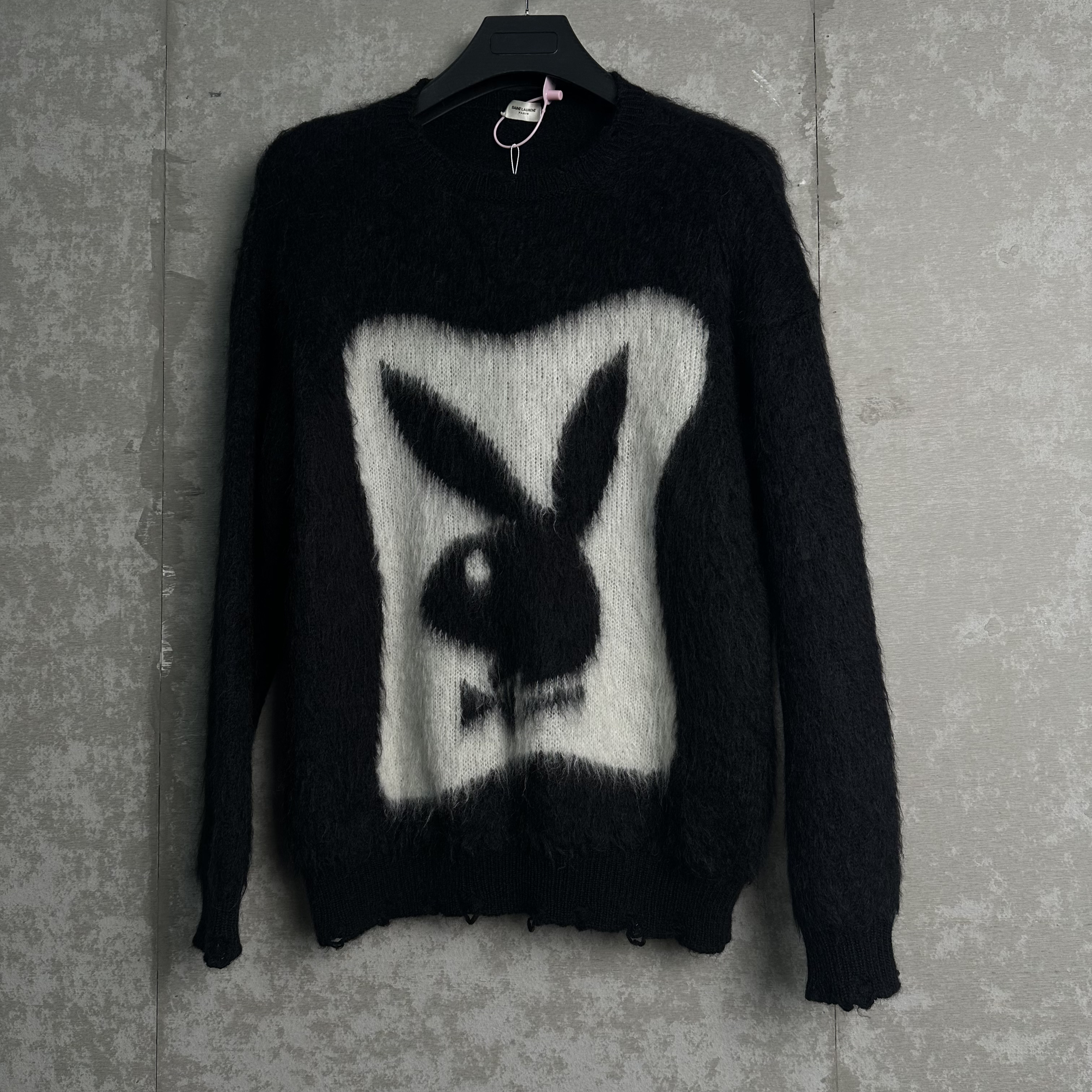 未使用 WE11 DONE M/圣罗兰海报款花花公子黑色马海毛衣/12401/JP