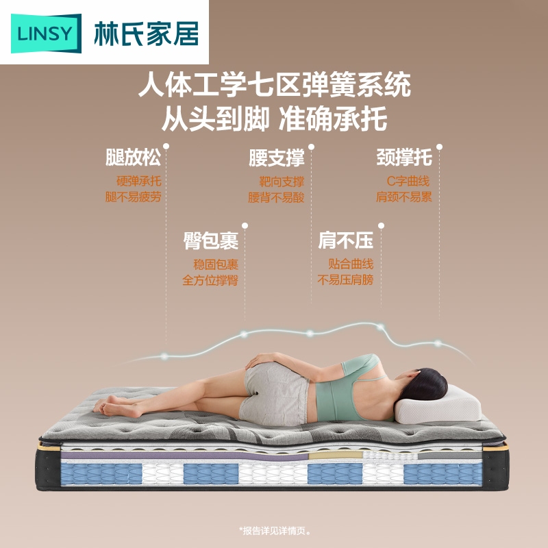 【凑单】【新品】林氏家居黑珍珠意式轻奢7分区0闷垫储物云栖床PC522N
