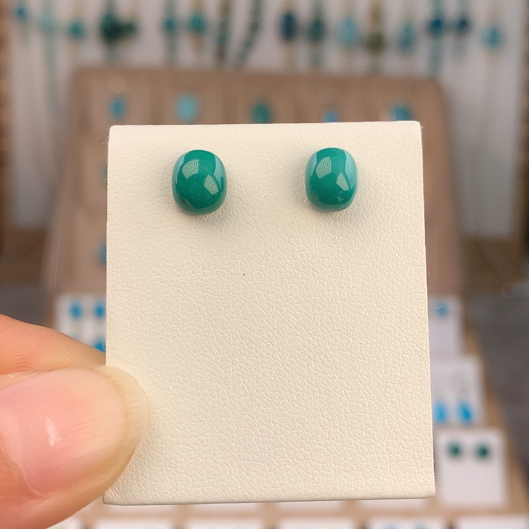 绿松石银S925镶嵌耳饰