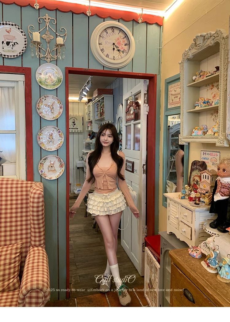 Hello熙熙【起司蛋挞】纯欲减龄层层花边泡泡短裤女蛋糕灯笼裙裤