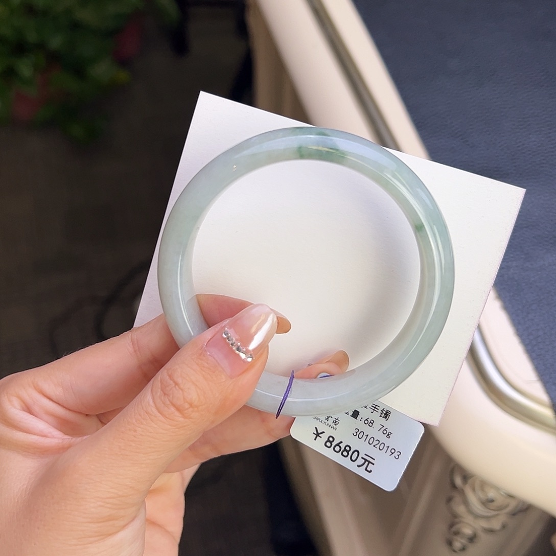 翡翠未镶嵌手镯58宽版飘花